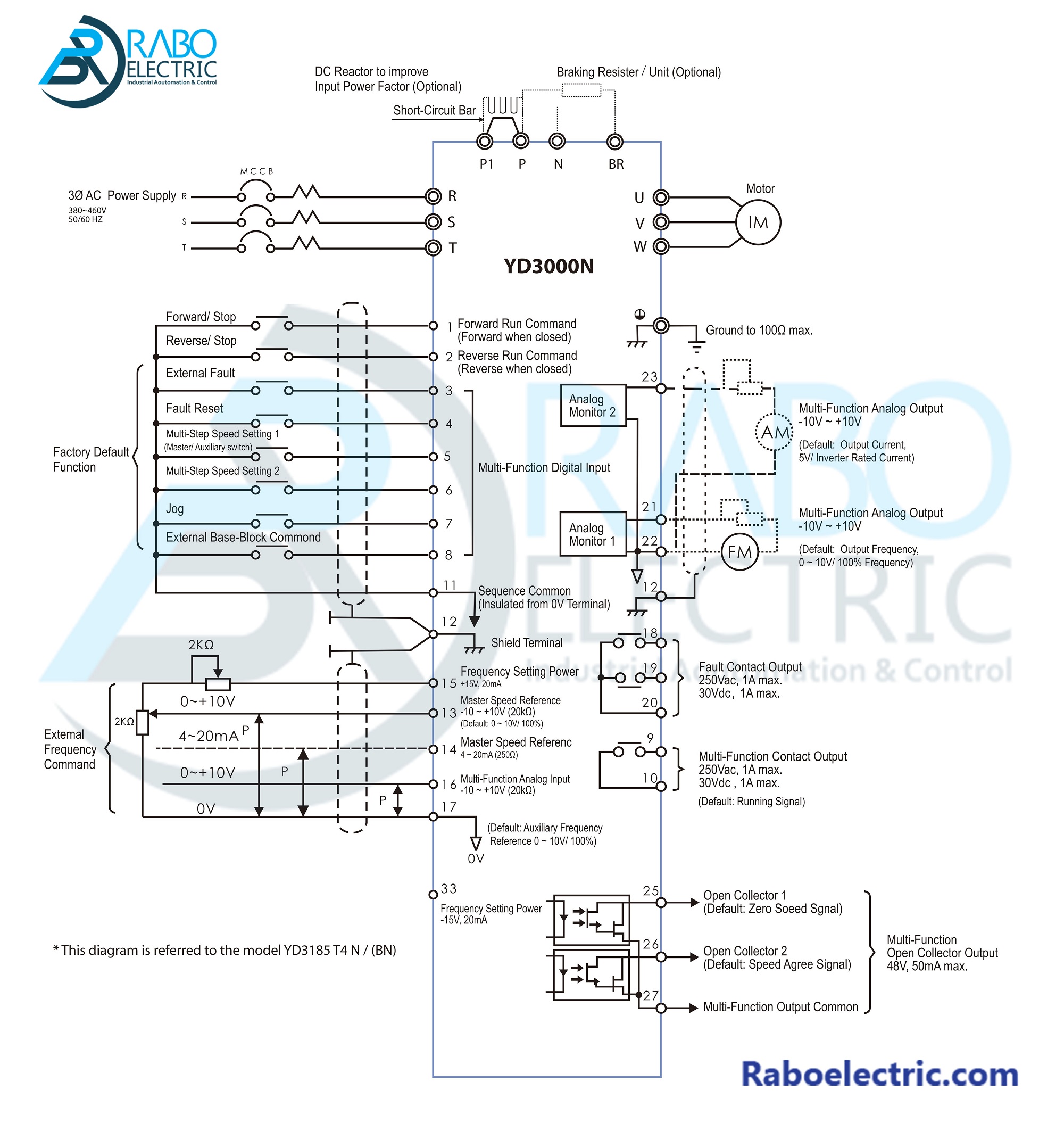 نحوه سیم کشی درایو YD3110-T4N یولیکو